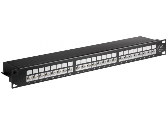 MicroConnect CAT6a 24 port 19 Patch Panel  STP Shielded black