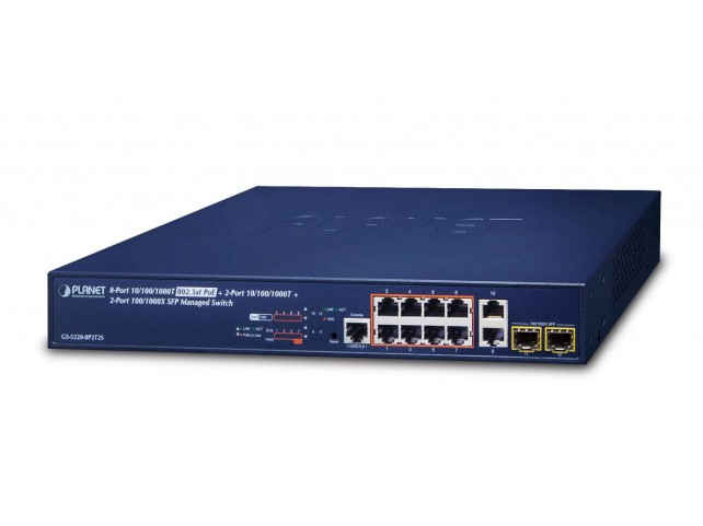 Planet IPv4/IPv6 L2+/L4 Managed  8-Port 802.3at High Power