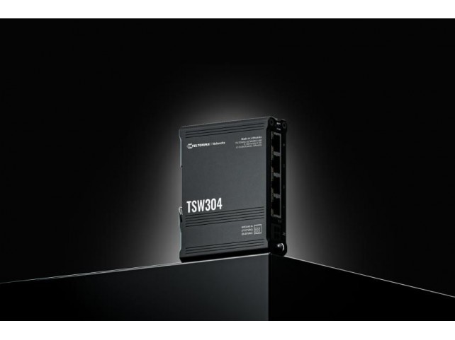 Teltonika Networks TSW304 din rail switch with  x5 ethernet ports without