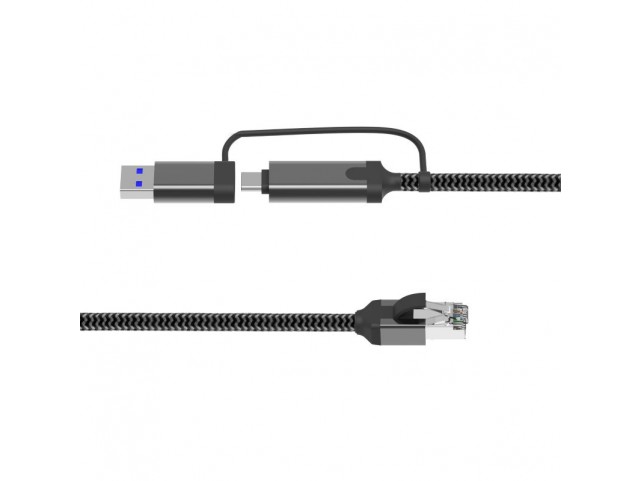 MicroConnect CAT6 FTP to USB A-C adapter  cable 1 meter