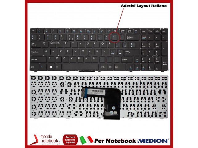 TASTIERA MEDION AKOYA P6659 E6422 E6421 E6412 ERAZER P6661 D15S (CON ADESIVI LAYOUT ITA)