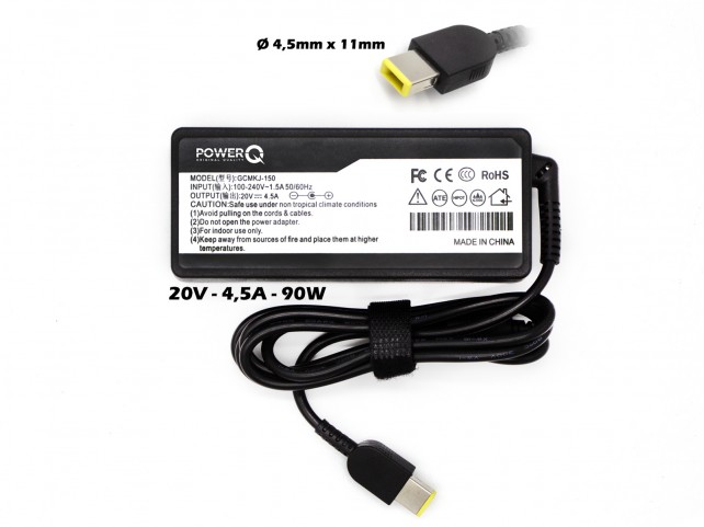 Alimentatore PowerQ per LENOVO 90W 20V 4,5A (4,5mm x 11mm)