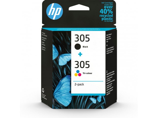 HP 305 2-Pack Tri-Color/Black  Original Ink Cartridge 305