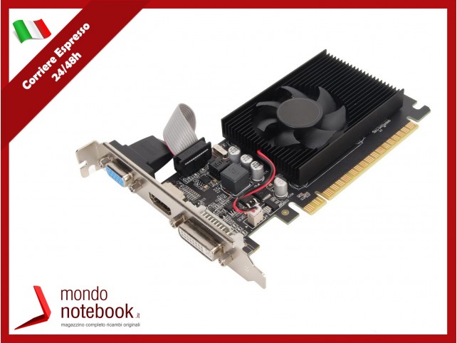 Scheda Grafica GT610 GDDR3 da 2 GB a 64 Bit PCI Express 1.1 X 16, con Ventola di Raffreddamento