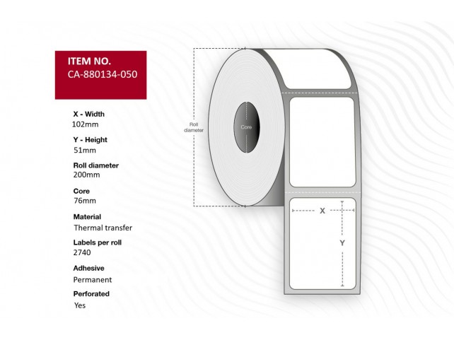 Capture Label 102 x 51mm Core 76mm  Thermal transfer Coated
