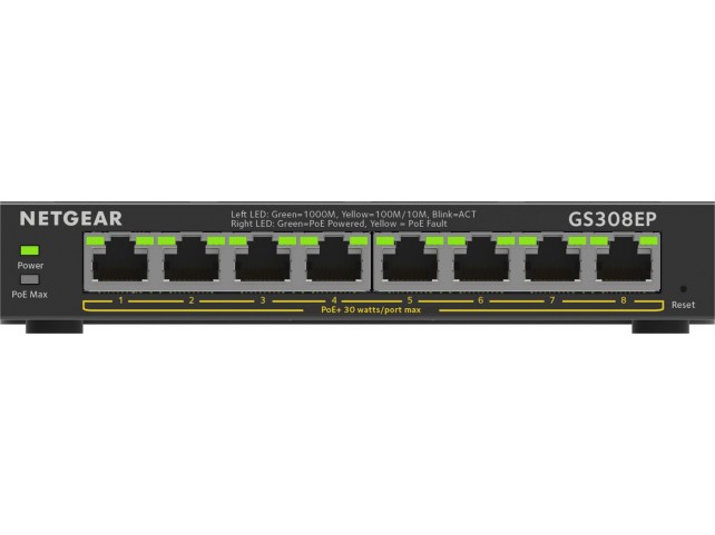 Netgear 8PT GE Plus Switch W/POE+  GS308EP Managed L2/L3