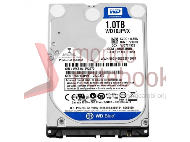 HARD DISK 2,5'' 1TB (SATA) WESTERN DIGITAL WD BLUE 5400RPM