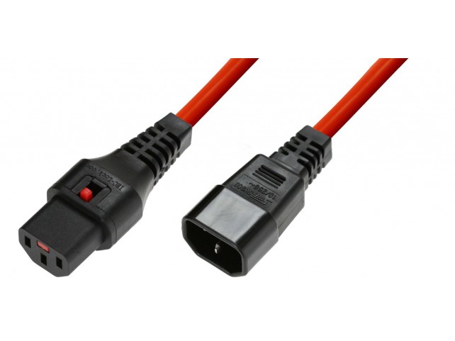 MicroConnect IEC Lock C13 to C14 1m Red  