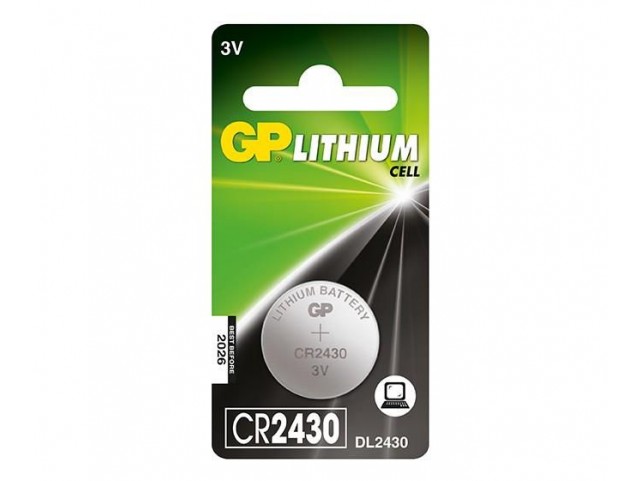 GP LITHIUM BUTTON CELL CR2430  Blister with 1 battery. 3V