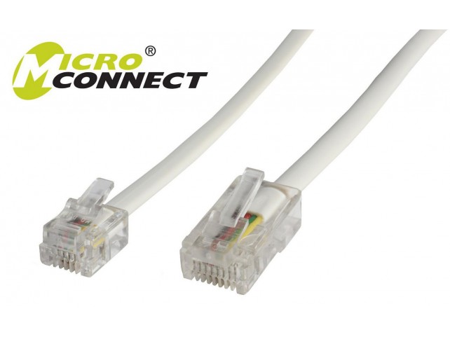 MicroConnect RJ11-RJ45 1M M/M White  6P/4C-8P/4C