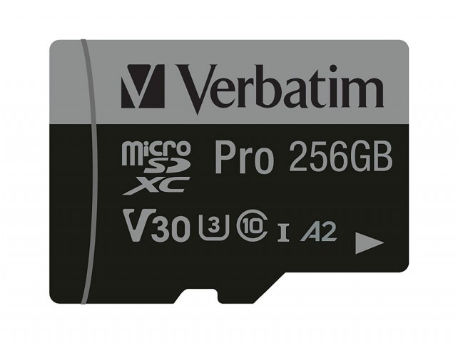 Verbatim MICRO SDXC CARD PRO U3 C10 A2  256GB INCL ADAPTOR