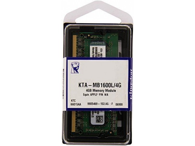 RAM SO-DIMM NOTEBOOK DDR3 4GB PC-12800 Non-ECC 1600MHz CL11 KINGSTON - APPLE QUALIFIED