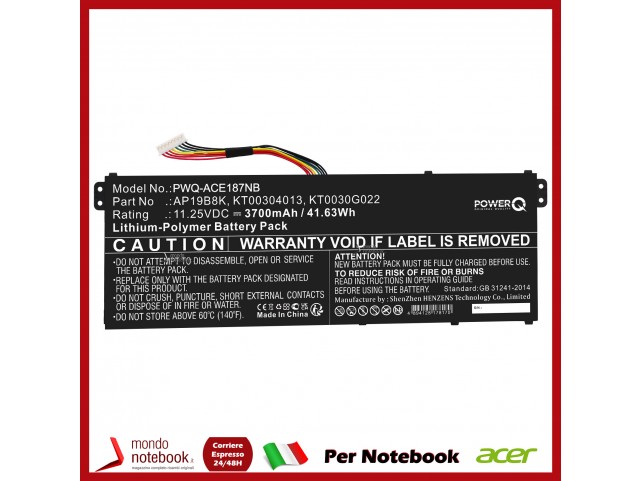 Batteria PowerQ per Acer Aspire A314-22 A317-33 A515-56 AP19B8K AP18C4K 11,25V 3700mAh