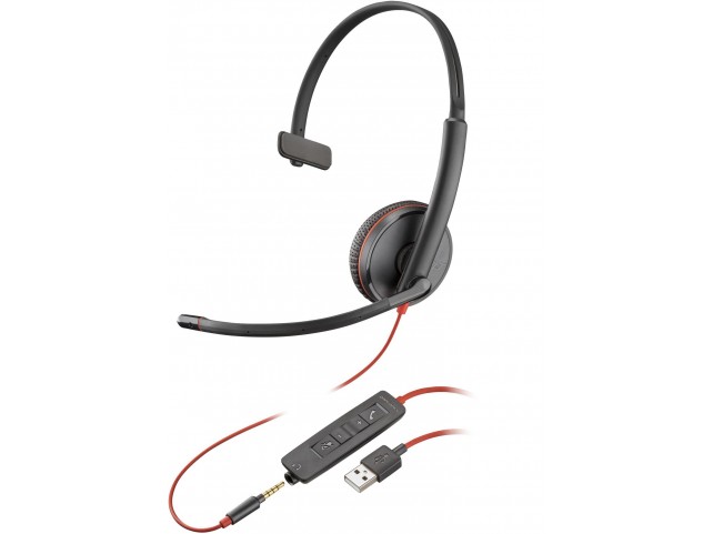 Poly Blackwire 3215 Monaural USB-A  Headset (Bulk)