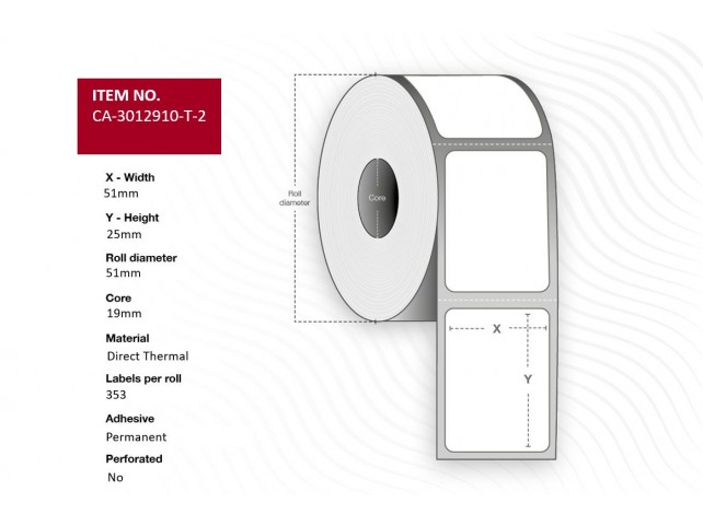 Capture Label 51x25 Core 19 Direct  Thermal White uncoated