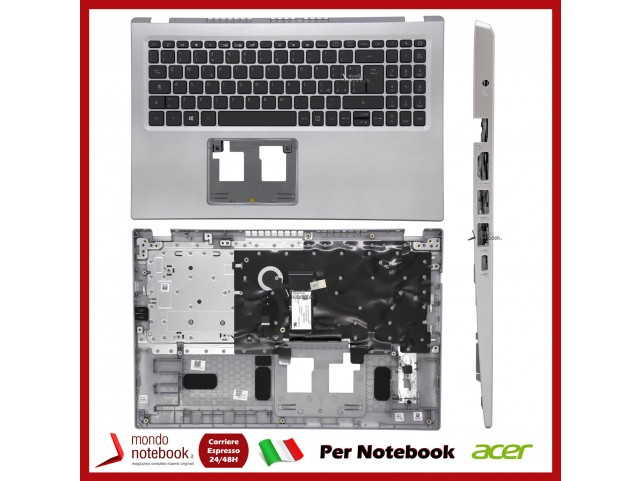 Tastiera con Top Case ACER Aspire A515-56 A115-32 A315-35 A315-58 (Silver) Vers. con porta Type-C