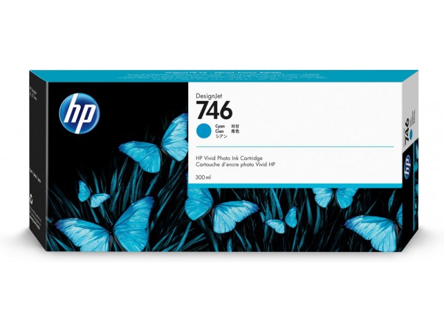 HP 746 300-ml Cyan Ink Cartridge  746 Original Pigment-based