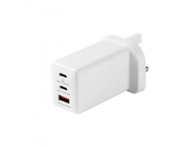 eSTUFF ES636067-BULK INFINITE USB-C Charger UK PD  67W GaN. 2 x USB-C - 1 x