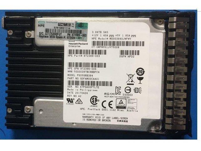 Hewlett Packard Enterprise 872434-001 SSD 3.84TB 12G SFF SAS RI SC  