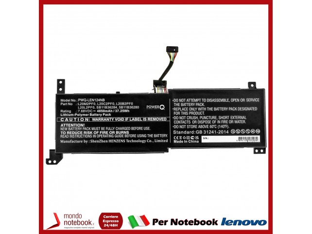 Batteria PowerQ per Lenovo IdeaPad 3 14ALC6 4850 mAh 7.68V P/N 5B11B36273 Nero