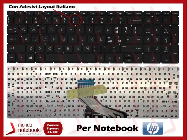 Tastiera Notebook HP 15-DA 15-DB 15-DR 250 255 G7 (Nera) Con Adesivi Layout Italiano