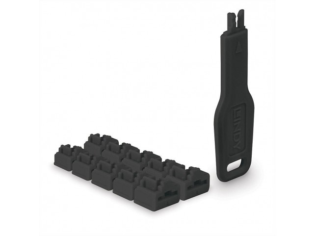 Lindy 47891 RJ45 Port Locks Black 10x +  1 Key