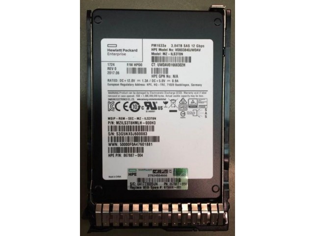Hewlett Packard Enterprise 875686-001 SSD 3.84TB SFF SAS RI DS SC  