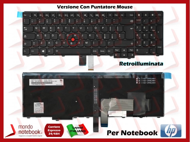 Tastiera Notebook Lenovo ThinkPad T540 T540P W540 L540 T550 W541 (Retroilluminata)