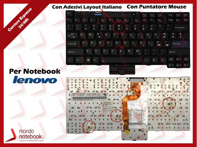 Tastiera Notebook Lenovo ThinkPad X200 X200S X200si X201si X201i Con ADESIVI LAYOUT ITALIANO