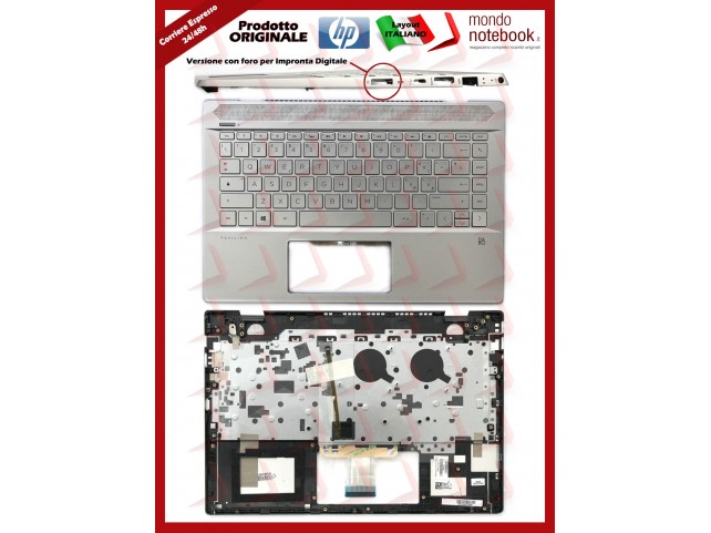 Tastiera con Top Case HP 14-CE (Silver) Layout Italiano Con Finger Print