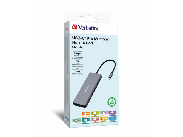 Verbatim 32154 32154 32154 32154 USB-C Pro Multiport Hub 14  Port CMH-14