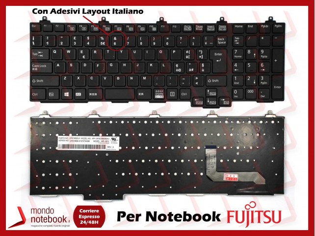 Tastiera Notebook Fujitsu Lifebook A572 A574 A743/G con ADESIVI LAYOUT ITALIANO