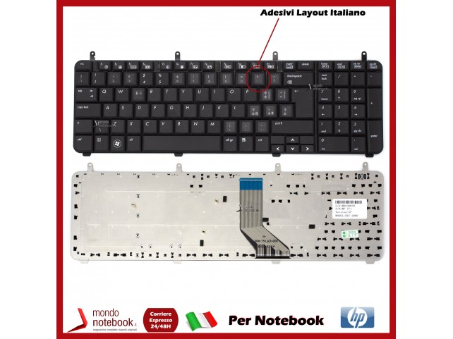 Tastiera Notebook HP DV7-2000 DV7-3000 (NERA) con ADESIVI LAYOUT ITA