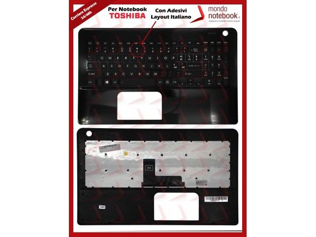 Tastiera con Top Case TOSHIBA Satellite L50 L50-B L50D-B (Nera) con ADESIVI LAYOUT ITALIANO