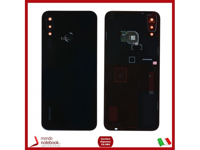SCOCCA POSTERIORE ORIGINALE HUAWEI P20 LITE BACK COVER VETRO COPRI BATTERIA NERO