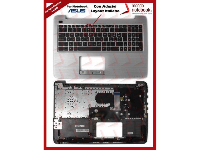 Tastiera con Top Case ASUS X556 X556UA X556UJ (Silver) con ADESIVI LAYOUT ITALIANO