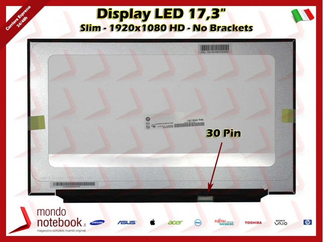 Display LED 17,3" (1920x1080) FHD (NO BRACKETS) 30 Pin DX