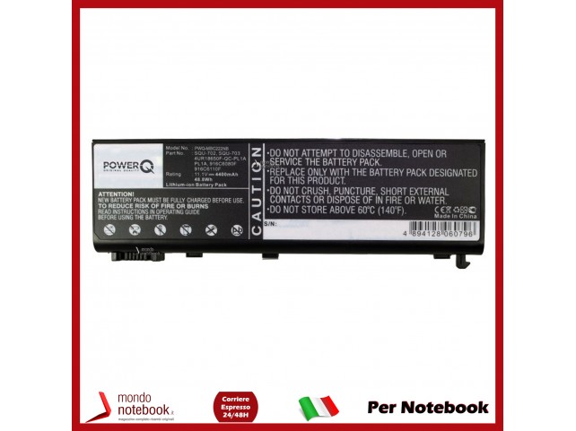 Batteria PowerQ per Advent e altri brand 4400mAh 11.1V P/N 4UR18650F-QC-PL1A Nero