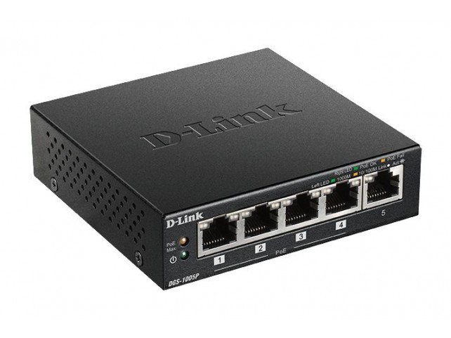 D-Link DGS-1005P/E DGS-1005P/E DGS-1005P/E DGS-1005P/E 5-Port Desktop Gigabit PoE+  Switch