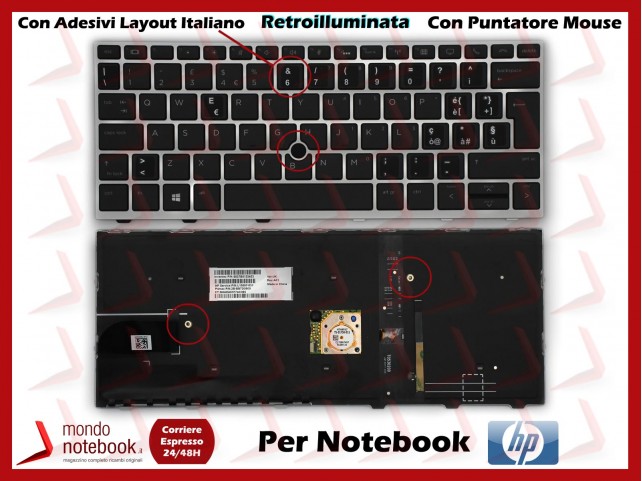 Tastiera Notebook HP EliteBook 830 836 G5 Retroill. Trackpoint Con Adesivi Layout ITA