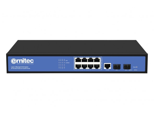 Ernitec ELECTRA-M08-1GB-150W Managed Layer 2+ Switch 8 x  Gigabit ports 2 x Gigabit